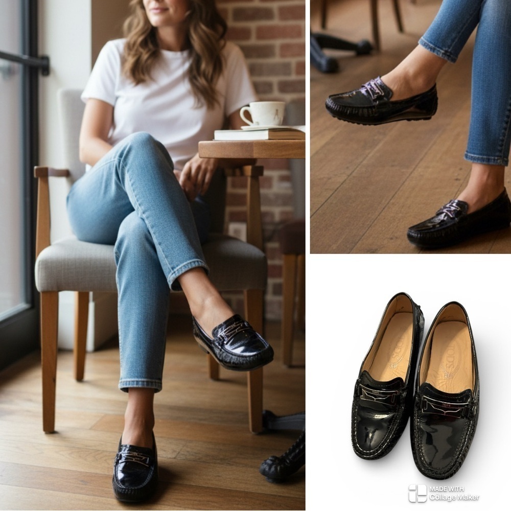 Tod’s Gommino driving patent leather loafers